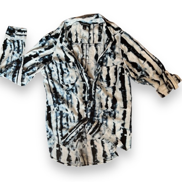 💙Rock & Republic Rare Indigo Shibori Type Soft Rayon Button Down Sz Sm💙 - Picture 9 of 16